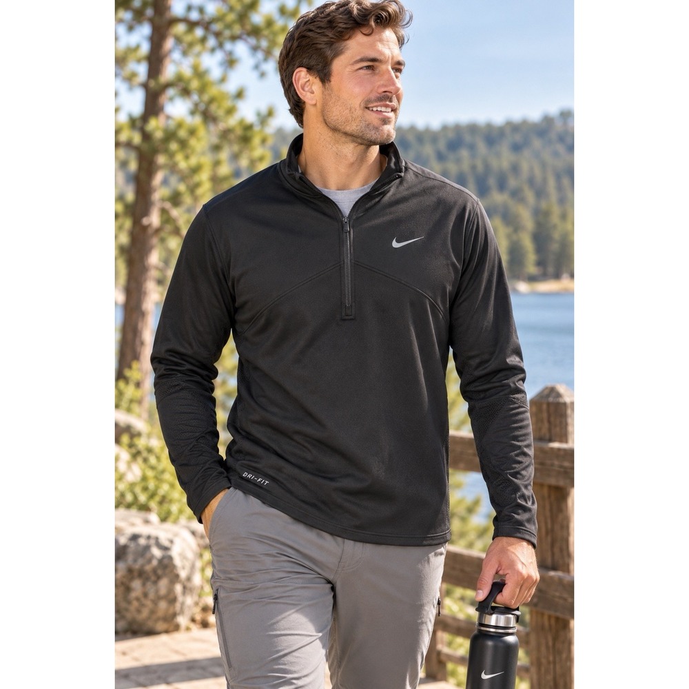 Nike Dri-FIT Men's M Black Quarter Zip Pullover Running Training Athletic Top